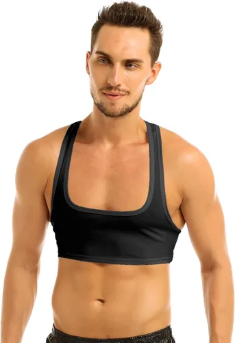 Vista 2 de Freebily Camiseta sin mangas para hombre, culturismo, entrenamiento, gimnasio, muscular, media camiseta de fitness