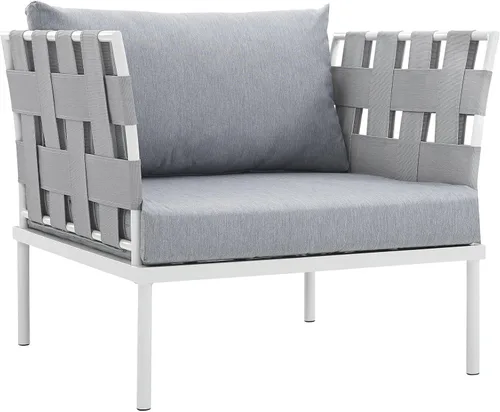 Vista 16 de Modway EEI-2601-WHI-WHI MO-EEI-2601-WHI-WHI Harmony Patio al aire libre Aluminio, sofá esquinero, blanco blanco