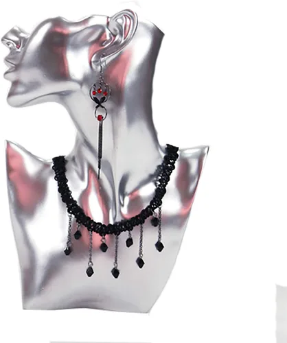 Vista 3 de Color plateado 2 unidades de exhibición de maniquí de joyería conjunto collar pendiente soporte de exhibición joyería busto organizador de mano