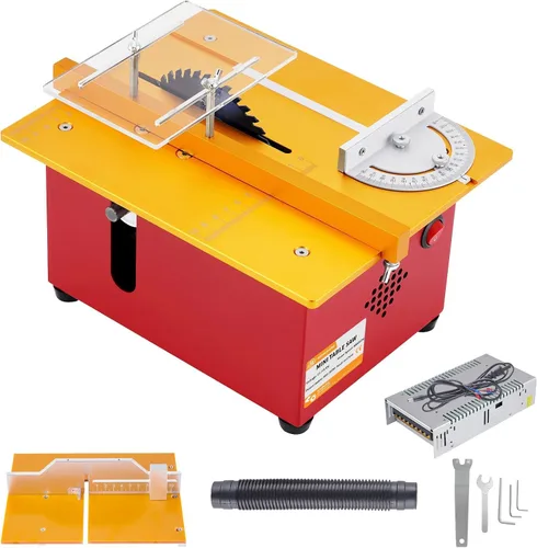 Vista 9 de Mini sierra de mesa de precisión de 360 W, sierras de mesa T60 Hobby para pequeñas manualidades de carpintería, profundidad de corte ajustable