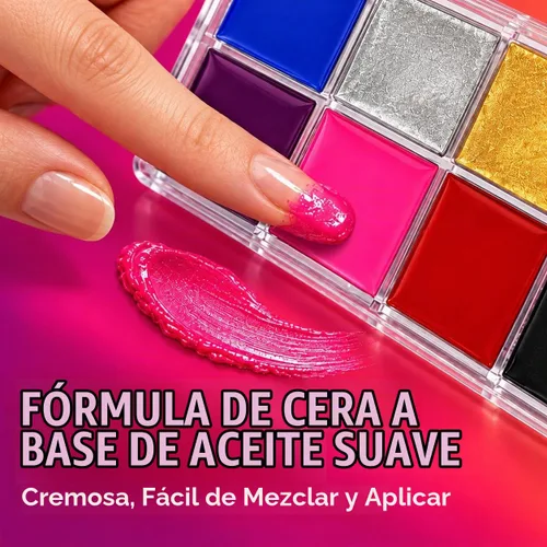 Vista 3 de Paleta de pintura facial de Halloween, kit de pintura de maquillaje