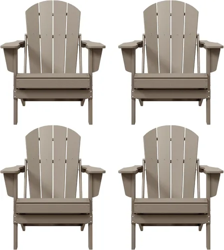 Vista 30 de WO Home Furniture Laguna Silla plegable Adirondack de polietileno de alta densidad, silla para patio para todo tipo de clima, para jardín al aire