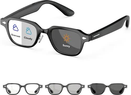 Vista 11 de Lentes inteligentes, lentes de sol polarizados con altavoz Bluetooth 5.4 de oído abierto, protección UV atlético/exterior y compatible con asistente
