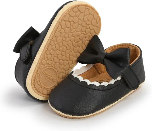 Vista 4 de SOFMUO Mary Jane - Zapatos planos con lazo, zapatos de ballet para niñas pequeñas, primeros caminantes, para boda, Navidad, zapatos de vestir