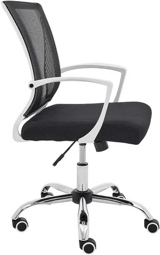 Vista 2 de Modern Home Zuna Silla de oficina con respaldo medio, respaldo ergonómico de malla con respaldo de malla (color blanco/negro)