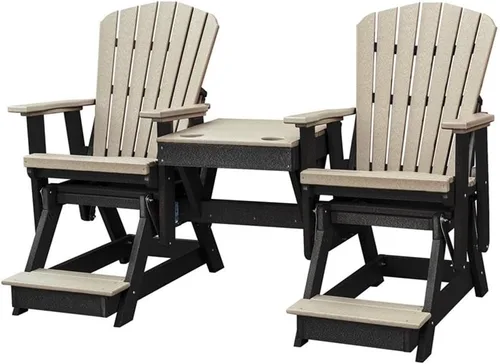 Vista 11 de American Furniture Classics Balcón Altura Mesa Doble Planeador, Aruba y Negro