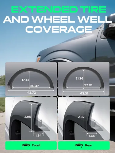 Vista 5 de YHTAUTO Juego de 4 guardabarros estilo fábrica OE para Ford F-150 Fleetside 2004-2008 (no compatible con los modelos Heritage), Lincoln Mark LT