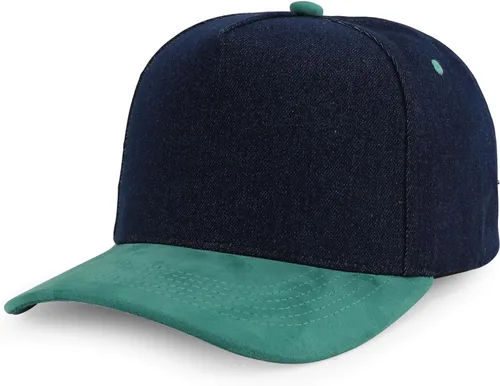 Vista 32 de Trendy Apparel Shop Gorra de béisbol combinada de 5 paneles de algodón y gamuza Piedra real