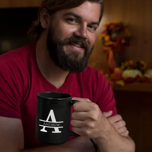 Vista 4 de Taza de café personalizada con monograma, letra inicial A personalizada para mujeres, hombres, niñas, niños, papás, mamás amigos, taza de café