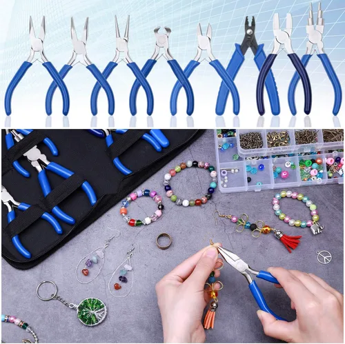 Vista 8 de Shynek Herramientas de alicates para hacer joyas, 8 piezas de alicates de joyería para suministros de fabricación de joyas