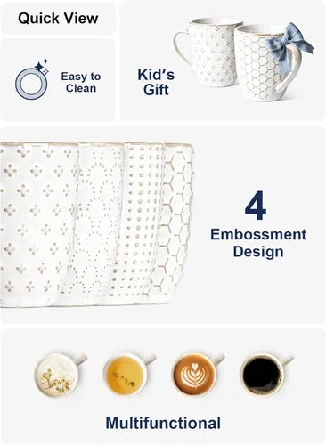 Vista 5 de LE TAUCI Tazas de café de 6 onzas, taza Demitasse de cerámica, tazas de café pequeñas para doble chupo, café con leche, capuchino, lungo, tazas