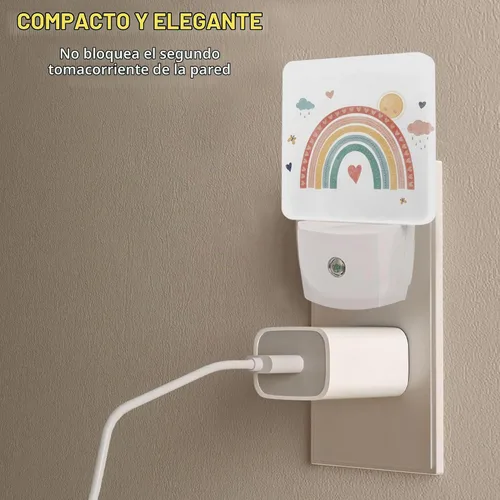 Vista 4 de Luz nocturna de arco iris bohemio, luz nocturna enchufable, sensor de atardecer a amanecer, luces nocturnas para escaleras, pasillo, cocina