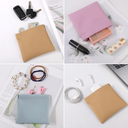 Vista 8 de BUSOHA Pequeña bolsa de maquillaje para bolso, mini bolsas de cosméticos portátiles para mujeres, monedero, lápiz labial, organizador de accesorios