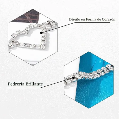 Vista 6 de JAKAWIN Gargantilla de corazón con diamantes de imitación, gargantilla de cristal para mujer