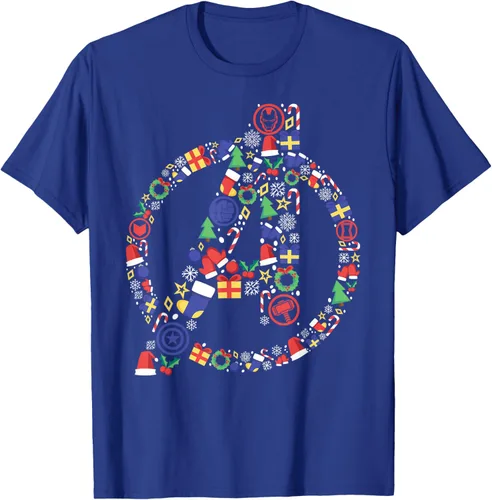 Vista 21 de Marvel Avengers A Logo Symbol Holiday Christmas Icons Camiseta, Negro