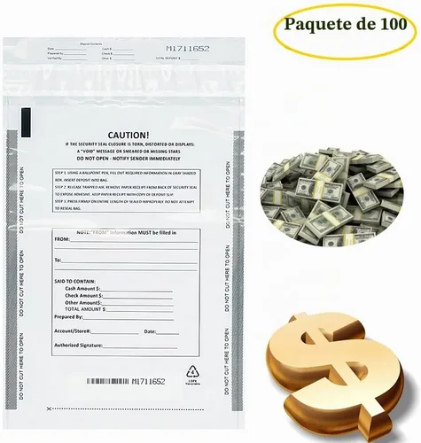Vista 2 de Benail - Bolsas de seguridad para depósito (9 x 12 pulgadas), color blanco, paquete de 100