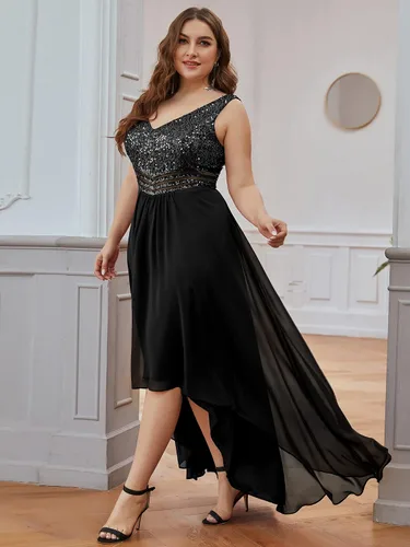 Vista 3 de Ever-Pretty Plus Vestido de fiesta de noche formal con cuello en V y cintura imperio maxi 0410-DA