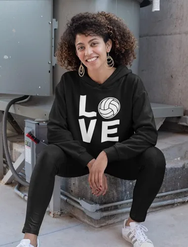 Vista 3 de Regalos de voleibol de amor para los aficionados, leggings, sudaderas con capucha para mujer