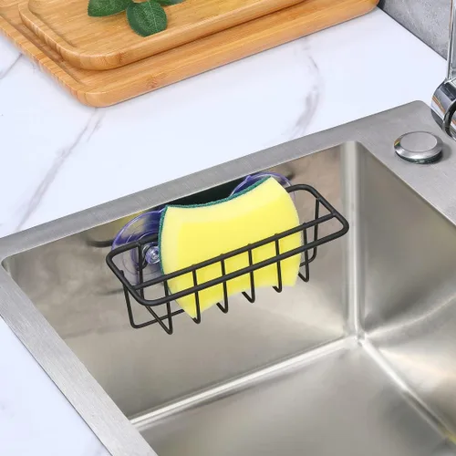 Vista 5 de TESOT Organizador de fregadero con soporte para esponja para fregadero de cocina, colgador para paños de cocina 2 opciones de suspensión