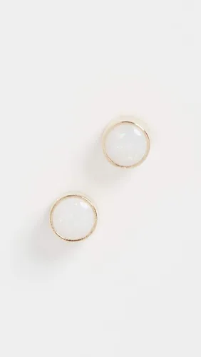 Vista 4 de Pendientes de tuerca con piedras preciosas de ópalo de oro de 14 quilates para mujer