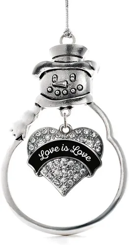 Vista 98 de Colgante de plata con diseño de Detroit con forma de corazón y muñeco de nieve con circonitas cúbicas