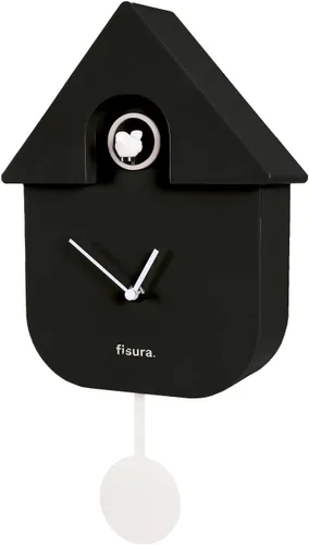Vista 10 de Fisura - Reloj de pared de cuco a rayas azules y beige con esfera roja - Reloj de pared decorativo moderno, regalo único de decoración del hogar
