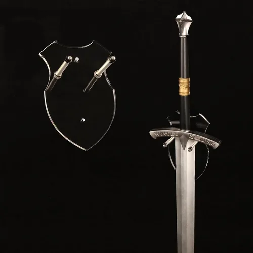 Vista 9 de Soporte de pared vertical de acrílico negro para espada, soporte para espada para 1 espada, katana o hacha, soporte resistente para espada