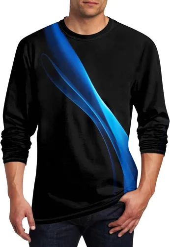Vista 11 de Camisetas de verano para hombre, de manga larga, cuello redondo, casuales, básicas, atléticas, tallas S-4XL