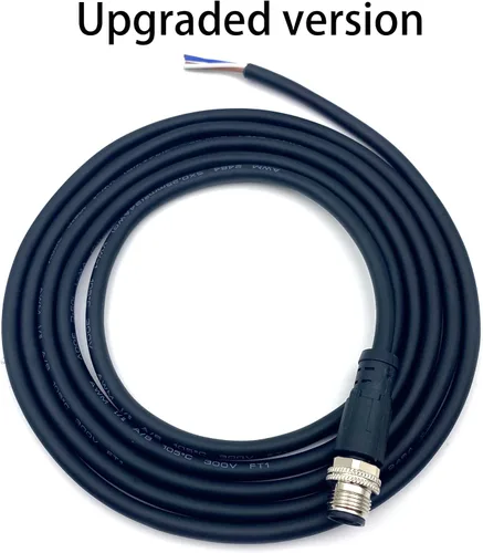 Vista 3 de Cable Conector Macho M12 de 5 Pines, Cable Eléctrico de Enchufe Recto de Aviación Código A de PVC Industrial Moldeado No Blindado 1M AWG22
