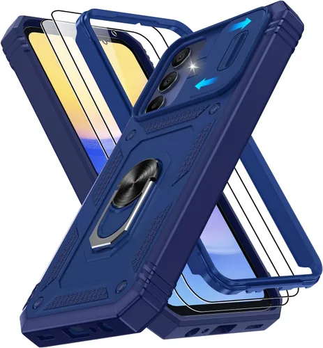 Vista 241 de Gritup Funda para Google Pixel 6 con cubierta deslizante para cámara y protector de pantalla (2 unidades), soporte de anillo giratorio 360°, funda
