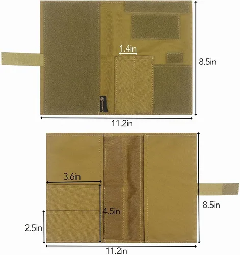 Vista 6 de KOSIBATE OCP Funda Táctica Militar para Cuaderno - 5.5"x8" Funda para Libro de Registro del Ejército (Tostado, Solo Cubierta)