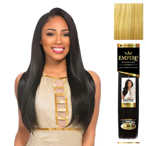 Vista 43 de Sensationnel - Cabello humano Empire Yaki, tejido sin enredos para un tejido rápido y estilo cosido para conseguir reflejos artificiales, paquete