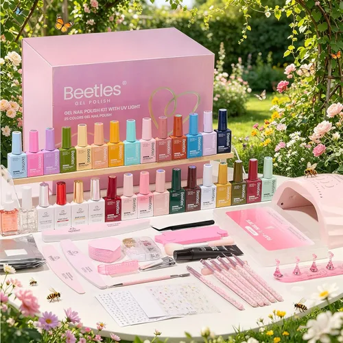 Vista 25 de Beetles - Kit de esmalte de uñas de gel con luz UV, 54 piezas, 32 colores A - Multicolor-32-54