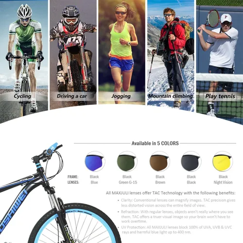 Vista 9 de JULI - Lentes de sol deportivos polarizados para hombres y mujeres, marco irrompible Tr90 para correr, pescar, béisbol, conducir, MJ8002