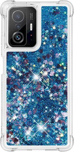 Vista 51 de Funda de silicona transparente con purpurina para Xiaomi Redmi A1 Bling Liquid Clear Star Heart Silicone Bumper a prueba de golpes, funda Azul