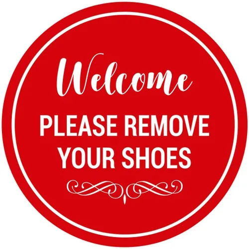Vista 24 de Signs ByLITA Circle Welcome Please Remove Your Shoes Sign, Negro