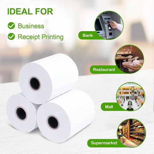 Vista 6 de (100 Rolls) 2 1/4 x 50 Thermal Receipt Paper, White BPA-Free, Compatible with POS, Credit Card Terminals and Most Register Machines