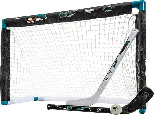 Vista 26 de Franklin Sports NHL - Juego de mini hockey para niños, portería de hockey sobre rodilla, pelota + 2 palos, juego de juguetes para interiores