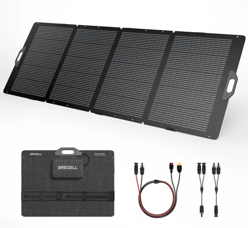 Vista 10 de Panel solar portátil de 200 W, 23.5% ETFE de alta eficiencia, cargador solar plegable para estación de energía, impermeable IP65 con 4 soportes