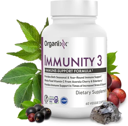Vista 2 de Organixx Suplemento de apoyo inmunológico Immunity 3 – Vitamina C, zinc, saúco – Defensa inmunológica de alimentos integrales para adultos y niños