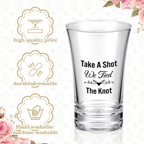 Vista 3 de Cunhill Paquete de 36 vasos Take a Shot We Tied the Knot Shot, juego de recuerdos de boda de 1.2 onzas, recuerdo de boda, acrílico divertido