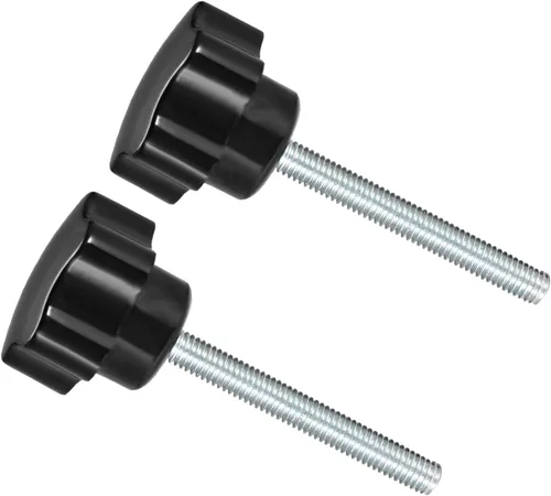 Vista 12 de Perillas de sujeción de estrella, rosca macho M6 x 0.591 in, cabeza de 1.220 in, mango de tornillo de pulgar de plástico, perno roscado negro
