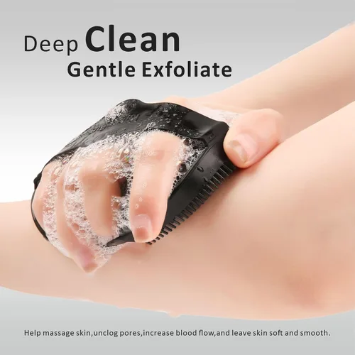 Vista 8 de Limpiador facial de silicona suave, limpiador corporal para limpieza profunda, exfoliación, 2 cepillos corporales de silicona para mujeres