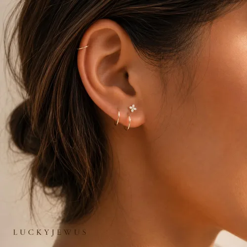 Vista 87 de Aretes de aro y broquel pequeños de oro o plata de ley para mujer, aretes para cartílago, nariz, hélix, trago Dorado