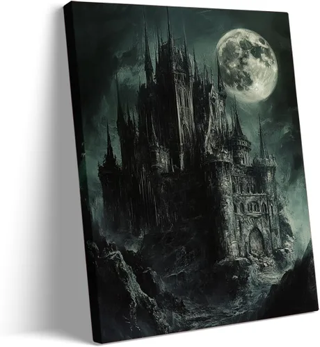 Vista 19 de Bonito arte de lectura de fantasmas, póster de pared de bosque de Halloween con hongos y plantas, impresión de lectura de fantasmas caprichosa