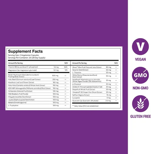 Vista 2 de Qualia Night Sleep Aid Formación sin hábito Suplemento respaldado por la ciencia para un sueño refrescante profundo Sin melatonina, vegano