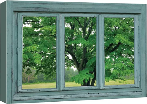 Vista 43 de Cuadro decorativo con diseño de ventana moderna blanca con vista, de la marca Wall26®
