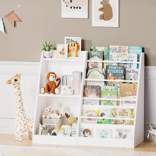 Vista 8 de Lkeiyay Estantería infantil de 5 niveles, estantería para bebés, almacenamiento de juguetes y libros para niños, estante de exhibición de libros