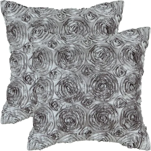 Vista 8 de CaliTime Paquete de 2 fundas de cojín, fundas de almohada para sofá, hogar, rosas sólidas, estéreo, floral, 18 x 18 pulgadas, beige