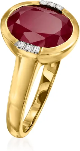 Vista 3 de Ross-Simons Anillo de rubí de 5.00 quilates con detalles de diamantes en oro amarillo de 14 quilates